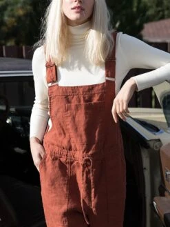 Women's Overall Bib Jumpsuit Utility Patch Pocket Solid Color Square Neck Streetwear Daily Vacation Casual Regular Fit Sleeveless Black Wine Blue S M L Summer Wide-leg Pants Vacation -Cheap Plus Fit Dress Store jekwnn1684047986016