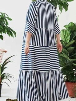Women's Shirt Dress Casual Dress Maxi Long Dress Outdoor Daily Date Cotton Polyester Fashion Basic Stand Collar Patchwork Button Long Sleeve Fall 2023 Loose Fit Blue Striped L XL 2XL 3XL 4XL 11 Women's Shirt Dress Casual Dress Maxi Long Dress Outdoor Daily Date Cotton Polyester Fashion Basic Stand Collar Patchwork Button Long Sleeve Fall 2023 Loose Fit Blue Striped L XL 2XL 3XL 4XL -Cheap Plus Fit Dress Store jewixi1693452915915