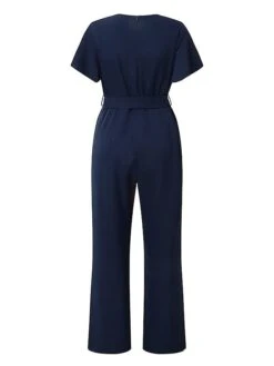 Women's Jumpsuit Lace Up Ruffle Solid Color V Neck Elegant Wedding Party Regular Fit Short Sleeve Navy Blue S M L Summer 13 Women's Jumpsuit Lace Up Ruffle Solid Color V Neck Elegant Wedding Party Regular Fit Short Sleeve Navy Blue S M L Summer -Cheap Plus Fit Dress Store jeyems1688003421661