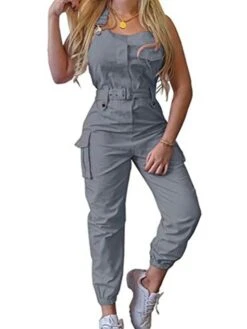 Women's Overall Pocket Solid Color Streetwear Daily Vacation Regular Fit Sleeveless Rosy Pink Khaki Gray S M L Spring