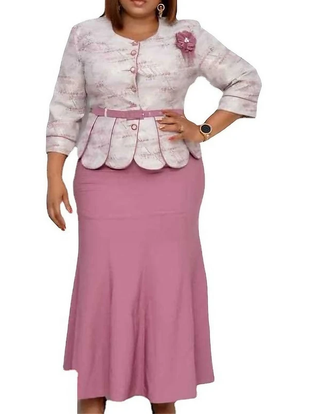 Women‘s Plus Size Curve Work Dress Tie Dye Crew Neck 3/4 Length Sleeve Spring Fall Fashion Elegant Mature Maxi Long Dress Office Work Dress 1 Women‘s Plus Size Curve Work Dress Tie Dye Crew Neck 3/4 Length Sleeve Spring Fall Fashion Elegant Mature Maxi Long Dress Office Work Dress