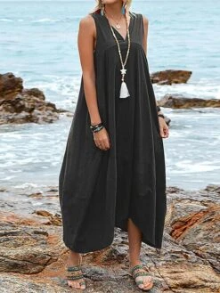 Women's Casual Dress Cotton Dress Swing Dress Maxi Long Dress Cotton Blend Basic Classic Outdoor Daily V Neck Pocket Sleeveless Summer Spring 2023 Regular Fit Black Wine Khaki Plain S M L XL 2XL 15 Women's Casual Dress Cotton Dress Swing Dress Maxi Long Dress Cotton Blend Basic Classic Outdoor Daily V Neck Pocket Sleeveless Summer Spring 2023 Regular Fit Black Wine Khaki Plain S M L XL 2XL -Cheap Plus Fit Dress Store jgjudw1686713214058