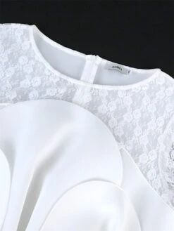 Women's Plus Size Curve Party Dress Lace Dress Bodycon Plain Midi Dress Long Sleeve Lace Bow Crew Neck Fashion Party White Fall Winter XL XXL 3XL 4XL -Cheap Plus Fit Dress Store jgnbpi1694165782052