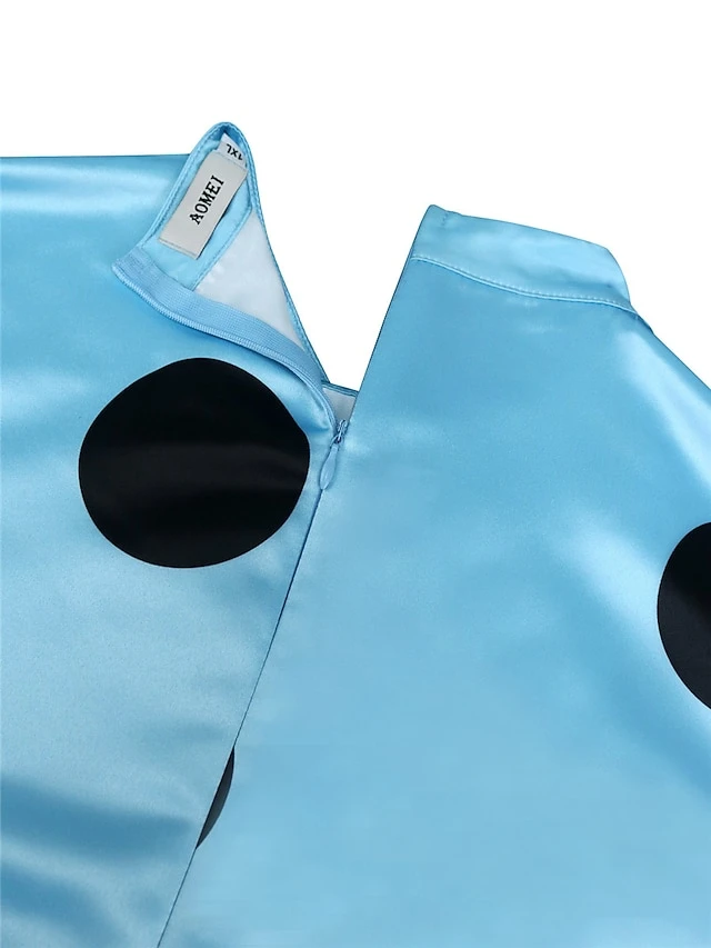 Women‘s Plus Size Curve Party Dress Cocktail Dress Wedding Guest Dress Midi Dress Blue Short Sleeve Polka Dot Patchwork Summer Spring Fall Stand Collar Fashion Wedding Guest Vacation 2023 6 Women‘s Plus Size Curve Party Dress Cocktail Dress Wedding Guest Dress Midi Dress Blue Short Sleeve Polka Dot Patchwork Summer Spring Fall Stand Collar Fashion Wedding Guest Vacation 2023 - Image 6