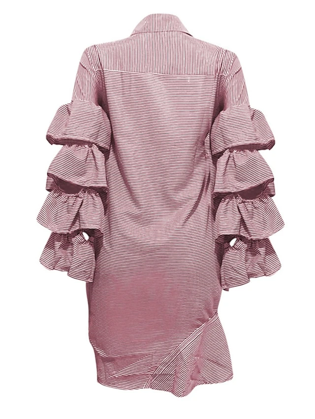 Women's Shirt Dress Sheath Dress Midi Dress Winter Dress Daily Vacation Polyester Cotton Blend Fashion Casual Shirt Collar Lace Up Ruched Long Sleeve Summer Spring Fall 2022 Regular Fit Red Light Blue 10 Women's Shirt Dress Sheath Dress Midi Dress Winter Dress Daily Vacation Polyester Cotton Blend Fashion Casual Shirt Collar Lace Up Ruched Long Sleeve Summer Spring Fall 2022 Regular Fit Red Light Blue - Image 10