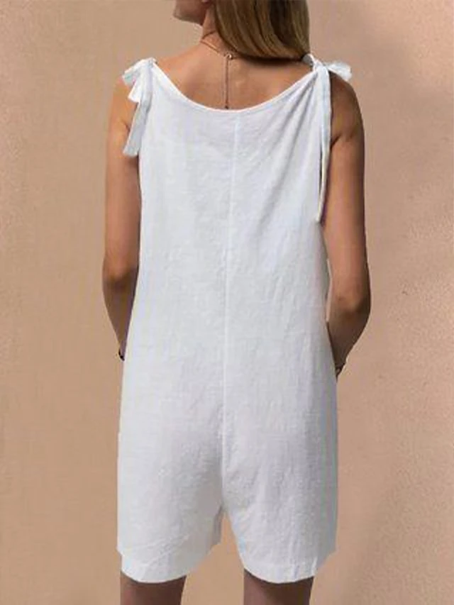 One Piece Jumpsuits For Women Romper Print Floral Crew Neck Casual Going Out Weekend Loose Fit Strap White Blue S M L Summer 2 One Piece Jumpsuits For Women Romper Print Floral Crew Neck Casual Going Out Weekend Loose Fit Strap White Blue S M L Summer - Image 2