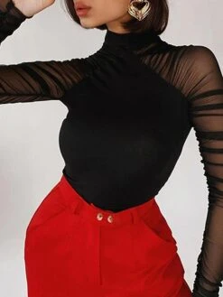 Women's Bodysuit Mesh Solid Color Crew Neck Streetwear Street Daily Regular Fit Long Sleeve Black S M L Spring 18 Women's Bodysuit Mesh Solid Color Crew Neck Streetwear Street Daily Regular Fit Long Sleeve Black S M L Spring -Cheap Plus Fit Dress Store jkspnm1676961752955