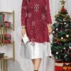 Women's Christmas Plus Size Curve Casual Dress Skater Dress A Line Dress Elk Snowflake Midi Dress Long Sleeve Print Crew Neck Fashion Outdoor Deep Green White Fall Winter L XL XXL 3XL 4XL