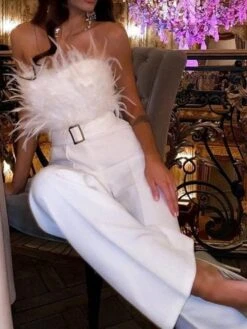 White Jumpsuit For Women Sexy Party Elegant Evening Party High Waist Solid Color Backless Office Strapless Long Romper -Cheap Plus Fit Dress Store jluamq1630484784800