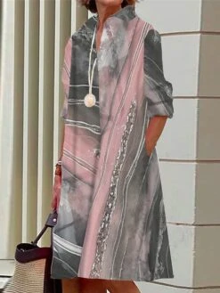 Women's Shirt Dress Casual Dress Midi Dress Outdoor Office Daily Polyester Fashion Modern Shirt Collar Button Pocket Long Sleeve Summer Spring Fall 2023 Loose Fit Light Pink Pink Dark Pink Ombre S M -Cheap Plus Fit Dress Store jmgwtj1690436732484