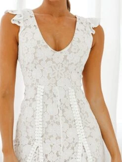 Women's Jumpsuit Lace Ruffle Solid Color V Neck Party Wedding Dressy Street Daily Wide Leg Regular Fit Sleeveless Apricot XS S M Summer -Cheap Plus Fit Dress Store joatzr1690449260671