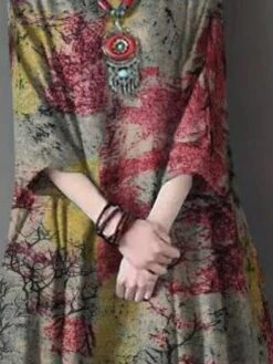 Women's Plus Size Curve Shift Dress Graphic Round Neck Print 3/4 Length Sleeve Fall Spring Basic Casual Maxi Long Dress Vacation Weekend Dress -Cheap Plus Fit Dress Store jpgwag1675753825193