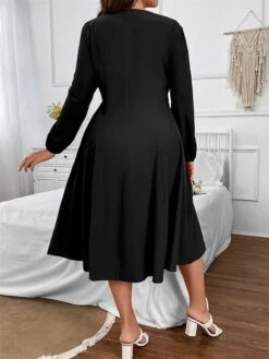 Women‘s Plus Size Curve Party Dress Cocktail Dress Wedding Guest Dress Black Dress Midi Dress Long Sleeve Pure Color Ruched Spring Fall Winter Square Neck Fashion Birthday Wedding Guest Vacation 9 Women‘s Plus Size Curve Party Dress Cocktail Dress Wedding Guest Dress Black Dress Midi Dress Long Sleeve Pure Color Ruched Spring Fall Winter Square Neck Fashion Birthday Wedding Guest Vacation -Cheap Plus Fit Dress Store jqgjgu1691648092599