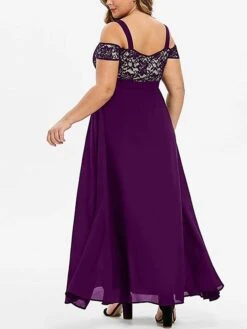 Women‘s Plus Size Curve Party Dress Homecoming Dress Formal Dress Solid Color Long Dress Maxi Dress Short Sleeve Lace Strap Modern Party Black Wine Summer Spring L XL XXL 3XL 4XL -Cheap Plus Fit Dress Store jrqnyt1673244329924