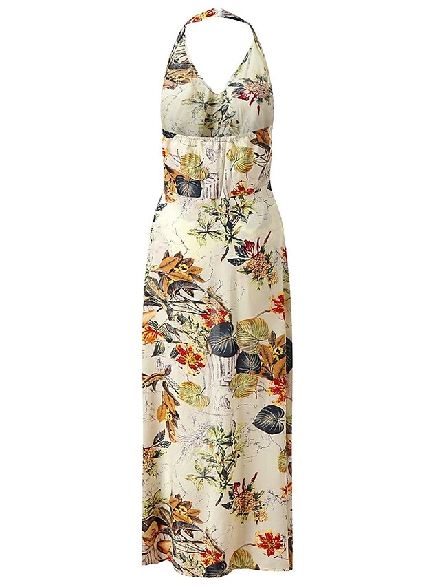 Women‘s Jumpsuit Tropical Floral Print Plunging Neck Flounce Sleeve Ruffle Hem Jumpsuit Overlay Wedding Party Casual 4 Women‘s Jumpsuit Tropical Floral Print Plunging Neck Flounce Sleeve Ruffle Hem Jumpsuit Overlay Wedding Party Casual - Image 4