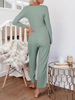 Women's Jumpsuit Button Pocket Solid Color Crew Neck Streetwear Street Daily Regular Fit Long Sleeve Black Yellow Fuchsia S M L Fall -Cheap Plus Fit Dress Store jshoxq1692269110235