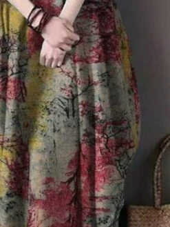 Women's Plus Size Curve Shift Dress Graphic Round Neck Print 3/4 Length Sleeve Fall Spring Basic Casual Maxi Long Dress Vacation Weekend Dress -Cheap Plus Fit Dress Store jtxqhb1675753822055