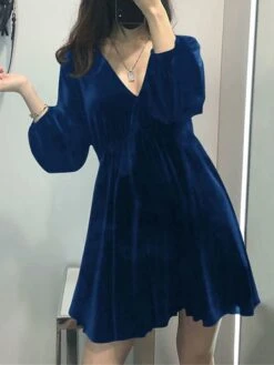 Women's Plus Size Curve Casual Dress Velvet Dress Winter Dress Solid Color Mini Dress Long Sleeve Ruched V Neck Fashion Outdoor Black Red Fall Winter L XL XXL 3XL 4XL 9 Women's Plus Size Curve Casual Dress Velvet Dress Winter Dress Solid Color Mini Dress Long Sleeve Ruched V Neck Fashion Outdoor Black Red Fall Winter L XL XXL 3XL 4XL -Cheap Plus Fit Dress Store jultmr1693992758142