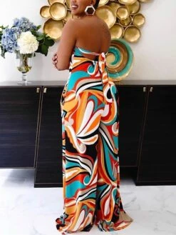 Women's Jumpsuits Casual Summer Backless Pocket Color Block Strapless Streetwear Street Daily Regular Fit Sleeveless Rainbow S M L -Cheap Plus Fit Dress Store jvokfj1689061260256