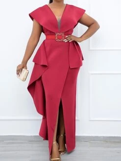 Women's Plus Size Curve Party Dress Solid Color V Neck Short Sleeve Spring Summer Prom Dress Maxi Long Dress Party Dress 15 Women's Plus Size Curve Party Dress Solid Color V Neck Short Sleeve Spring Summer Prom Dress Maxi Long Dress Party Dress -Cheap Plus Fit Dress Store jwvmwp1652684135761