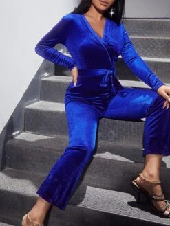 Women‘s Jumpsuit High Waist Solid Color Velvet V Neck Streetwear Wedding Party Regular Fit Long Sleeve Blue S M L Fall 10 Women‘s Jumpsuit High Waist Solid Color Velvet V Neck Streetwear Wedding Party Regular Fit Long Sleeve Blue S M L Fall -Cheap Plus Fit Dress Store jwzjbb1665740263158