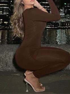 Women's Jumpsuit High Waist Solid Color One Shoulder Streetwear Street Sport Regular Fit Long Sleeve Black Brown Green S M L Fall 27 Women's Jumpsuit High Waist Solid Color One Shoulder Streetwear Street Sport Regular Fit Long Sleeve Black Brown Green S M L Fall -Cheap Plus Fit Dress Store jxkbyr1690941121210