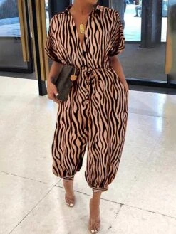 Women's Deep V Loose Sleeveless Jumpsuits, Women's Casual Print Loose Plus Size Casual Sleeveless Strappy Jumpsuit -Cheap Plus Fit Dress Store jxpmen1617099449441