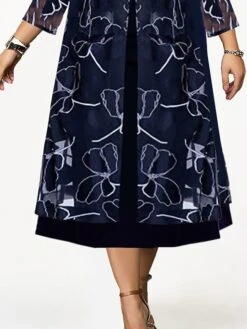Women's Plus Size Two Piece Dress Set Casual Dress Chiffon Dress Outdoor Daily Fashion Elegant Print Midi Dress Crew Neck 3/4 Length Sleeve Floral Regular Fit Navy Blue Fall Winter L XL XXL 3XL 4XL 7 Women's Plus Size Two Piece Dress Set Casual Dress Chiffon Dress Outdoor Daily Fashion Elegant Print Midi Dress Crew Neck 3/4 Length Sleeve Floral Regular Fit Navy Blue Fall Winter L XL XXL 3XL 4XL -Cheap Plus Fit Dress Store jyiezq1697003815067