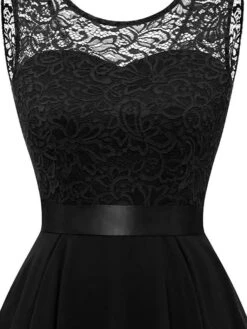 Women‘s Plus Size Curve Black Dress Easter Dress Lace Sleeveless Party Dress Solid Color Crew Neck Spring Fall Prom Dress Maxi Dress Party Club Dress Dress -Cheap Plus Fit Dress Store jyrypl1650968964847