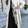 Women's Dress Set Two Piece Dress Long Dress Maxi Dress Black And White Long Sleeve Color Block Print Summer Spring Crew Neck Vacation Winter Dress Fall Dress Loose Fit 2023 S M L XL XXL 3XL 4XL 5XL
