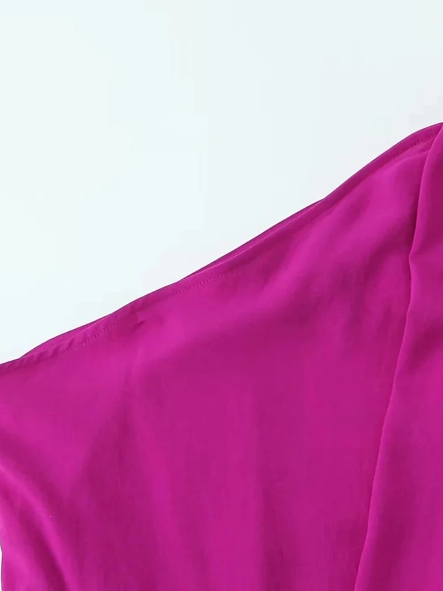 Women's Jumpsuit Pocket Solid Color One Shoulder Active Daily Vacation Wide Leg Slim Long Sleeve Fuchsia XS S M Fall 9 Women's Jumpsuit Pocket Solid Color One Shoulder Active Daily Vacation Wide Leg Slim Long Sleeve Fuchsia XS S M Fall - Image 9