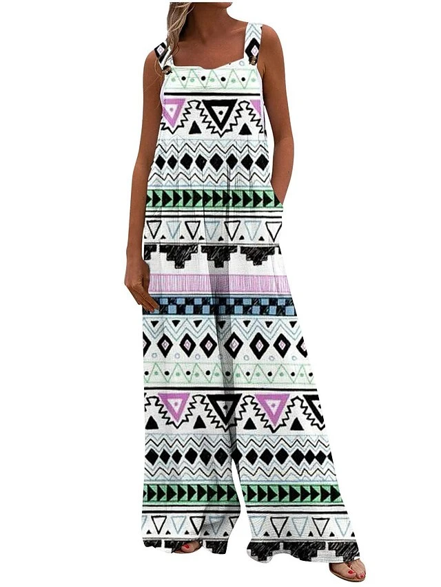 Women's Jumpsuit Animal Square Neck Holiday Traveling Vacation Regular Fit Sleeveless Sleeveless 34 1 2 S M L Summer 8 Women's Jumpsuit Animal Square Neck Holiday Traveling Vacation Regular Fit Sleeveless Sleeveless 34 1 2 S M L Summer - Image 8