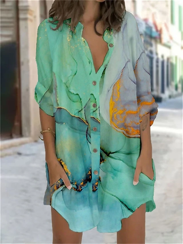 Women's Shirt Dress Casual Dress Shift Dress Mini Dress Outdoor Daily Vacation Polyester Fashion Casual Stand Collar Button Pocket Long Sleeve Summer Spring Fall 2023 Regular Fit Blue Green Khaki 2 Women's Shirt Dress Casual Dress Shift Dress Mini Dress Outdoor Daily Vacation Polyester Fashion Casual Stand Collar Button Pocket Long Sleeve Summer Spring Fall 2023 Regular Fit Blue Green Khaki - Image 2