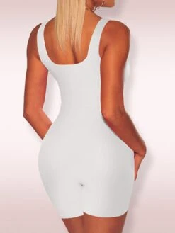 Women's Romper Backless Solid Color Crew Neck Active Home Street Skinny Sleeveless Green Blue Yellow S M L Spring