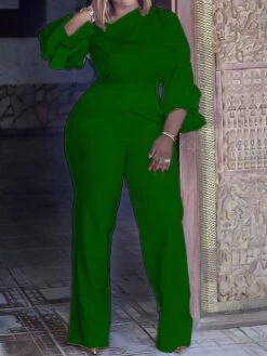 Women's Jumpsuit High Waist Solid Color One Shoulder Active Christmas Xmas Daily Slim Long Sleeve White Red Brown S M L Fall -Cheap Plus Fit Dress Store kdkyhm1695871508334