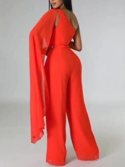 Women‘s Jumpsuit Cape Solid Color One Shoulder Wedding Business Wedding Street Slim Sleeveless Orange Red Dark Pink S M L Fall 18 Women‘s Jumpsuit Cape Solid Color One Shoulder Wedding Business Wedding Street Slim Sleeveless Orange Red Dark Pink S M L Fall -Cheap Plus Fit Dress Store kelvip1693464449066