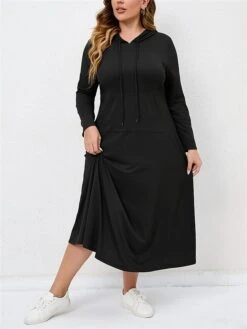 Women's Plus Size Curve Casual Dress Hoodie Dress Black Dress Solid Color Long Dress Maxi Dress Long Sleeve Hooded Fashion Outdoor Black Fall Winter L XL XXL 3XL 4XL 6 Women's Plus Size Curve Casual Dress Hoodie Dress Black Dress Solid Color Long Dress Maxi Dress Long Sleeve Hooded Fashion Outdoor Black Fall Winter L XL XXL 3XL 4XL -Cheap Plus Fit Dress Store keygea1694151488145