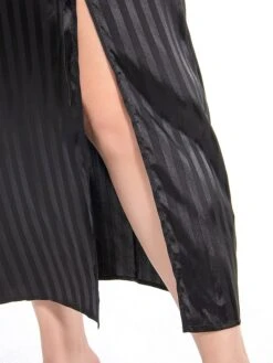 Women's Plus Size Curve Work Dress Satin Dress Black Dress Plain Midi Dress Long Sleeve Split V Neck Fashion Office Black Fall Winter L XL XXL 3XL 4XL -Cheap Plus Fit Dress Store kgihfe1694772913338