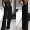 Jumpsuits For Women Summer Dressy Sequin Pocket Beaded Polka Dot Crew Neck Elegant Party Going Out Regular Fit Sleeveless Black S M L SpringFall