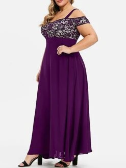 Women‘s Plus Size Curve Party Dress Homecoming Dress Formal Dress Solid Color Long Dress Maxi Dress Short Sleeve Lace Strap Modern Party Black Wine Summer Spring L XL XXL 3XL 4XL -Cheap Plus Fit Dress Store khwalj1673244320009