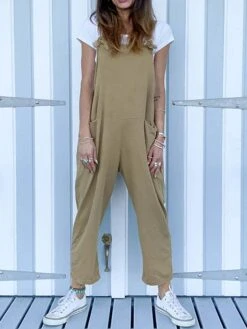 Women's Overall Utility Patch Pocket Solid Color Square Neck Streetwear Street Daily Regular Fit Sleeveless Pink Army Green Blue S M L Summer Fall 20 Women's Overall Utility Patch Pocket Solid Color Square Neck Streetwear Street Daily Regular Fit Sleeveless Pink Army Green Blue S M L Summer Fall -Cheap Plus Fit Dress Store kksdox1681730638427