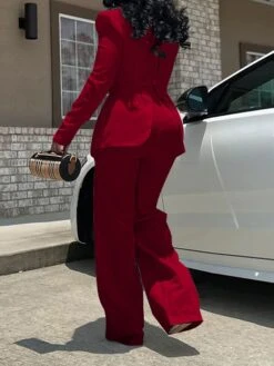 Women's Jumpsuit High Waist Color Block Square Neck Active Daily Vacation Wide Leg Slim Long Sleeve Black White Wine S M L Fall -Cheap Plus Fit Dress Store kltbwr1697522338830