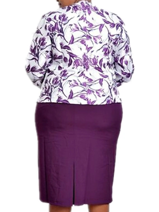 Women‘s Plus Size Curve Work Dress Floral Crew Neck 3/4 Length Sleeve Spring Fall Work Elegant Knee Length Dress Work Work Dress Dress Dress Set 1 Women‘s Plus Size Curve Work Dress Floral Crew Neck 3/4 Length Sleeve Spring Fall Work Elegant Knee Length Dress Work Work Dress Dress Dress Set