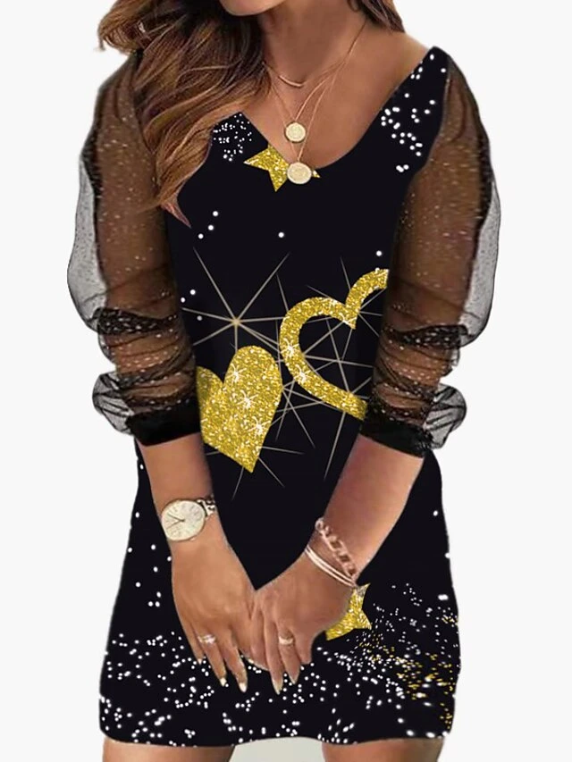 Women‘s Plus Size Curve Holiday Dress Floral V Neck Mesh Long Sleeve Fall Spring Casual Mini Dress Casual Daily DressSheath DressBlack DressPrint 7 Women‘s Plus Size Curve Holiday Dress Floral V Neck Mesh Long Sleeve Fall Spring Casual Mini Dress Casual Daily DressSheath DressBlack DressPrint - Image 7