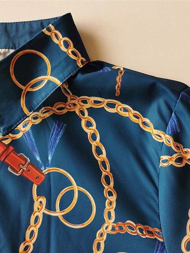 Women's Shirt Dress Sheath Dress Maxi Long Dress Winter Dress Daily Date Polyester Fashion Formal Shirt Collar Lace Up Button Long Sleeve Winter Fall Spring 2022 Slim Green Print S M L XL XXL 5 Women's Shirt Dress Sheath Dress Maxi Long Dress Winter Dress Daily Date Polyester Fashion Formal Shirt Collar Lace Up Button Long Sleeve Winter Fall Spring 2022 Slim Green Print S M L XL XXL - Image 5