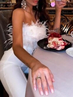 White Jumpsuit For Women Sexy Party Elegant Evening Party High Waist Solid Color Backless Office Strapless Long Romper -Cheap Plus Fit Dress Store knsvns1630484784095