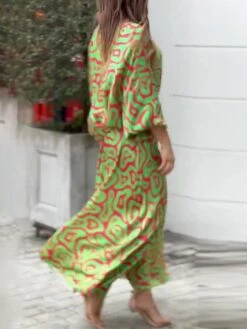 Women's Two Piece Dress Set Casual Dress Skirt Set Daily Vacation Fashion Casual Print Long Dress Maxi Dress Crew Neck Long Sleeve Floral Stripe Loose Fit White Blue Sky Blue Summer Spring S M L XL -Cheap Plus Fit Dress Store kpcoys1689836904903