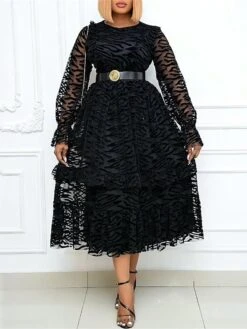 Women's Plus Size Curve Party Dress Cocktail Dress Black Dress Solid Color Midi Dress Long Sleeve Ruched Ruffle Crew Neck Fashion Party Black Fall Winter L XL XXL 3XL 5 Women's Plus Size Curve Party Dress Cocktail Dress Black Dress Solid Color Midi Dress Long Sleeve Ruched Ruffle Crew Neck Fashion Party Black Fall Winter L XL XXL 3XL -Cheap Plus Fit Dress Store kpsfzg1695367606360