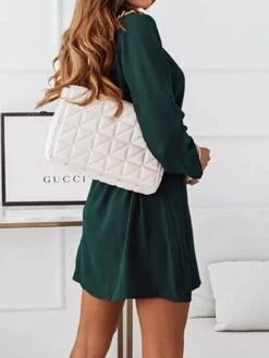 Women's Shirt Dress Casual Dress Mini Dress Outdoor Daily Date Cotton Fashion Modern Shirt Collar Lace Up Button Long Sleeve Fall Winter 2023 Loose Fit Wine Brown Green Plain S M L XL 2XL -Cheap Plus Fit Dress Store kpulnj1694427910717