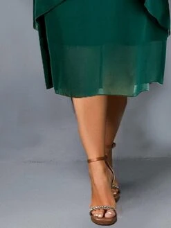 Women‘s Plus Size Curve Casual Dress Chiffon Dress Halter Neck Dress Plain Midi Dress Sleeveless Patchwork Layered Halter Fashion Outdoor Red Green Summer Spring L XL XXL 3XL 4XL -Cheap Plus Fit Dress Store kpylpn1682666727105